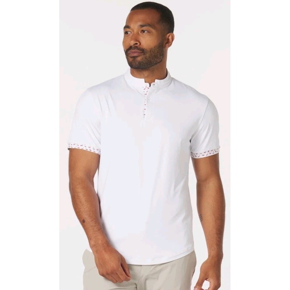 NWT Mantra Men's Catalyst Polo Flamingo Contrast Golf Performance Shirt S